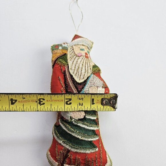 Embroidered Santa Ornament Vtg St. Nick Old World Father Christmas Decor - Picture 10 of 13